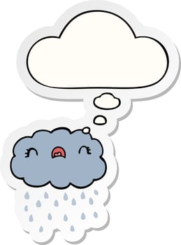 cute cartoon cloud and thought bubble as a printed sticker vector