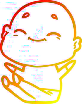 warm gradient line drawing happy cartoon bald man vector