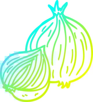 cold gradient line drawing cartoon onion vector