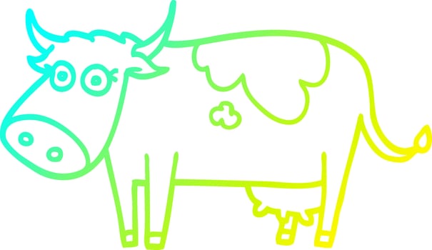 cold gradient line drawing cartoon farm cow vector