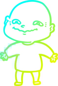 cold gradient line drawing cartoon nervous man vector