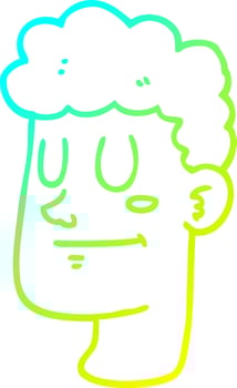 cold gradient line drawing cartoon male face vector