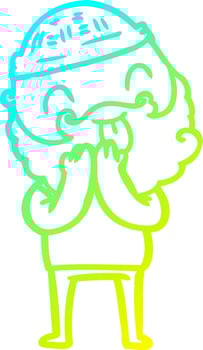 cold gradient line drawing man with beard sticking out tongue vector