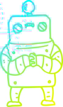 cold gradient line drawing cartoon robot vector