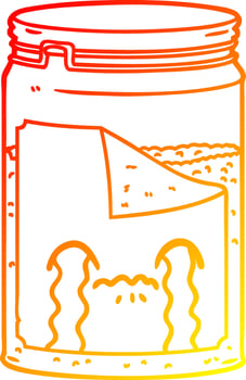 warm gradient line drawing cartoon glass jar crying vector