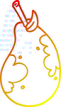 warm gradient line drawing cartoon fresh pear vector