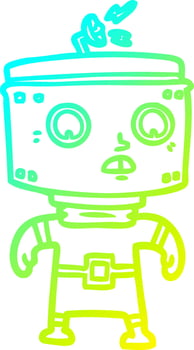 cold gradient line drawing cartoon robot vector