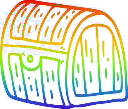 rainbow gradient line drawing cartoon treasure chest vector