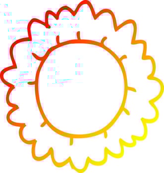 warm gradient line drawing cartoon flower vector
