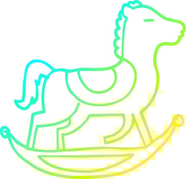 cold gradient line drawing cartoon rocking horse vector