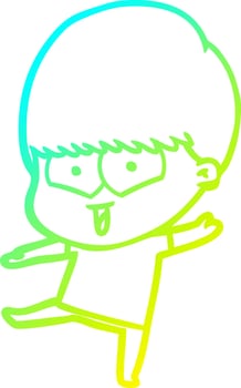 cold gradient line drawing cartoon happy boy vector