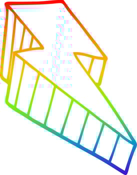 rainbow gradient line drawing cartoon decorative lightning bolt vector