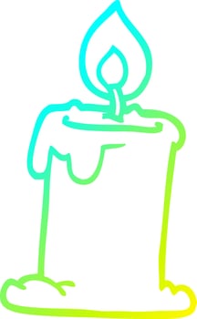 cold gradient line drawing cartoon lit candle vector