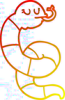 warm gradient line drawing cartoon poisonous snake vector