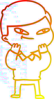 warm gradient line drawing cartoon boy vector