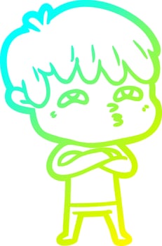 cold gradient line drawing cartoon curious man vector