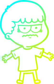 cold gradient line drawing cartoon angry man vector