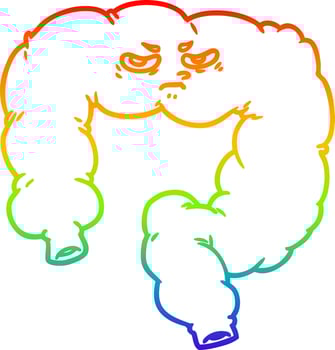 rainbow gradient line drawing cartoon angry colon vector