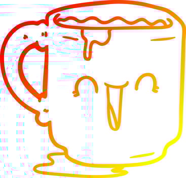 warm gradient line drawing cartoon dirty office mug vector