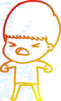 warm gradient line drawing cartoon stressed man vector