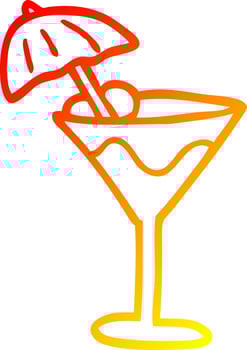 warm gradient line drawing cartoon martini drink vector