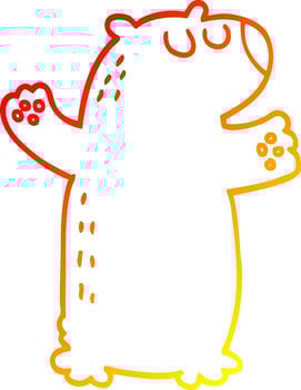 warm gradient line drawing cartoon polar bear vector