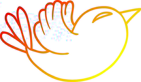 warm gradient line drawing cartoon bluebird vector