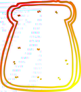 warm gradient line drawing cartoon slice of bread vector