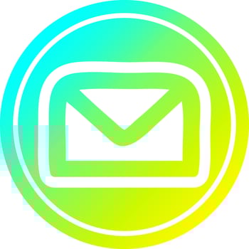 envelope letter circular in cold gradient spectrum vector