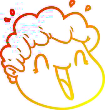 warm gradient line drawing cartoon male face vector
