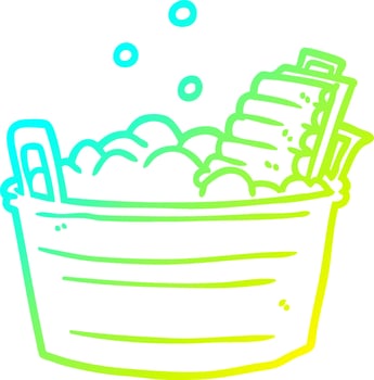 cold gradient line drawing old laundry washboard and bucket vector