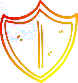 warm gradient line drawing cartoon shield vector