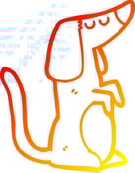warm gradient line drawing cartoon dog vector