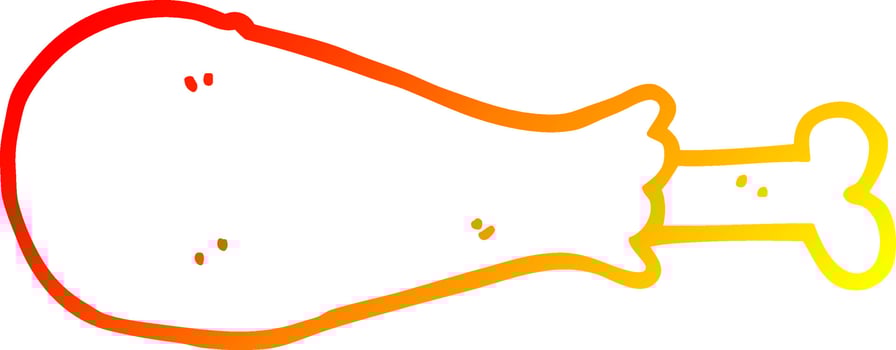 warm gradient line drawing cartoon chicken leg vector
