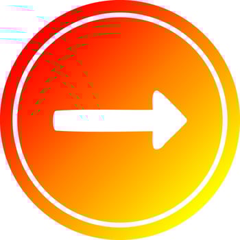 pointing arrow circular in hot gradient spectrum vector