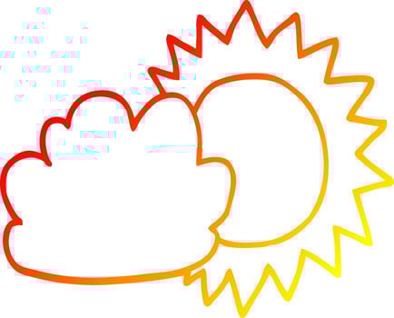 warm gradient line drawing cartoon weather vector