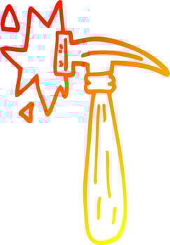 warm gradient line drawing cartoon hammer banging vector