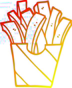 warm gradient line drawing cartoon takeout fries vector