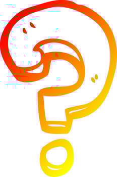warm gradient line drawing cartoon question mark vector
