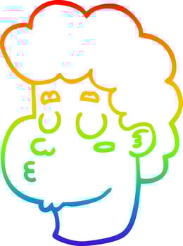 rainbow gradient line drawing cartoon male face vector