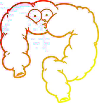 warm gradient line drawing cartoon surprised colon vector