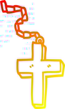 warm gradient line drawing cartoon metal cross vector
