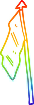 rainbow gradient line drawing cartoon white flag vector
