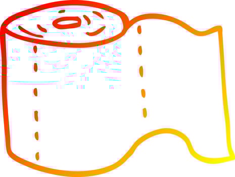 warm gradient line drawing cartoon toilet roll vector