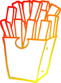 warm gradient line drawing cartoon takeout fries vector