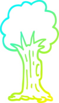 cold gradient line drawing cartoon tree vector