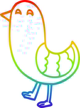 rainbow gradient line drawing cartoon red bird vector