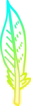 cold gradient line drawing cartoon green feather vector