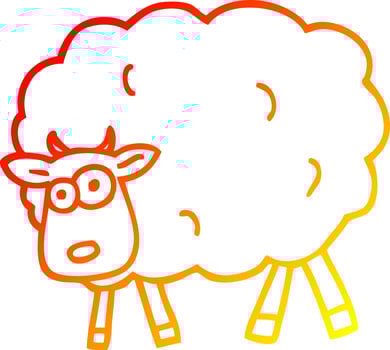 warm gradient line drawing cartoon sheep vector