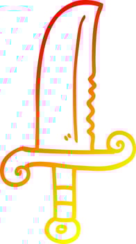 warm gradient line drawing cartoon jeweled sword vector